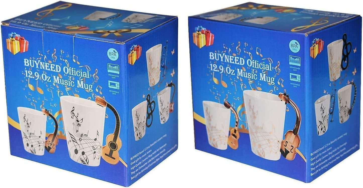 12.9 Oz Guitar Mug Music Note Coffee Mug Ceramic Guitar Music Cup Mug for Guitar Players Musicians,Red