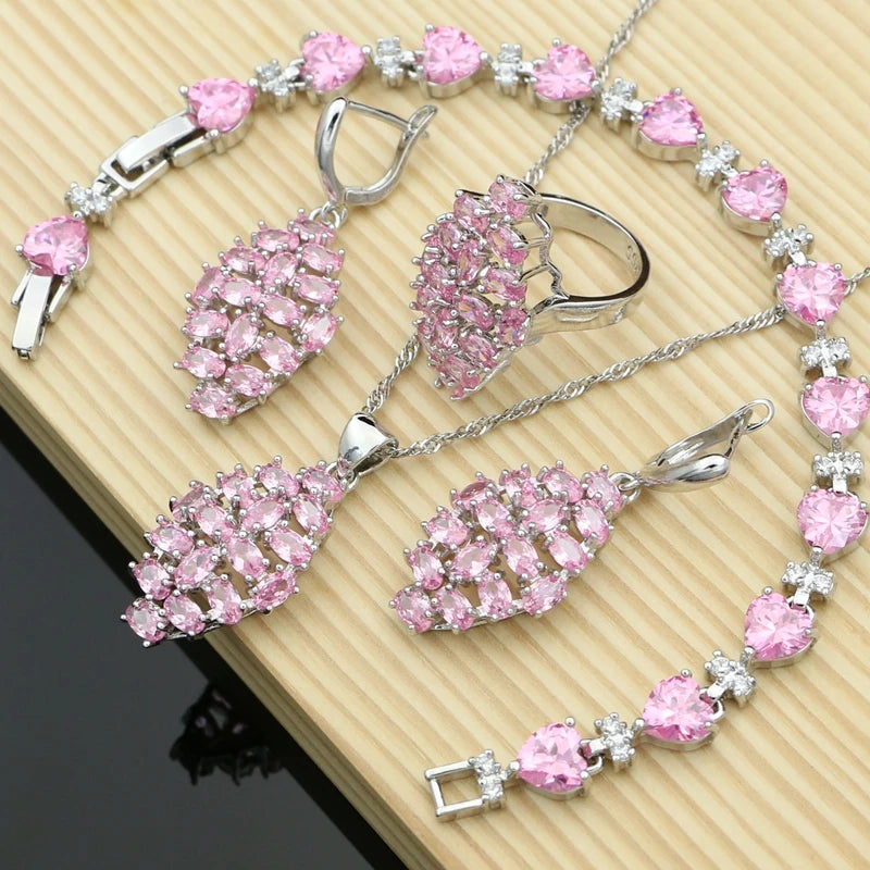 Natural Red Garnet Beads 925 Sterling Silver Jewelry Set for Women Wedding Bohemian Earring Birthstone Necklace Set Dropshipping