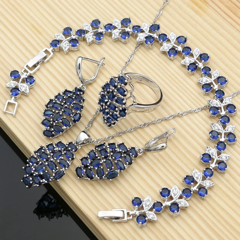 Natural Red Garnet Beads 925 Sterling Silver Jewelry Set for Women Wedding Bohemian Earring Birthstone Necklace Set Dropshipping