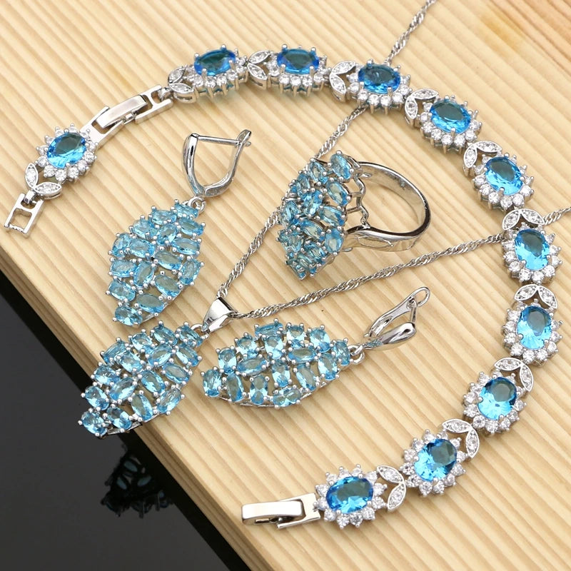 Natural Red Garnet Beads 925 Sterling Silver Jewelry Set for Women Wedding Bohemian Earring Birthstone Necklace Set Dropshipping