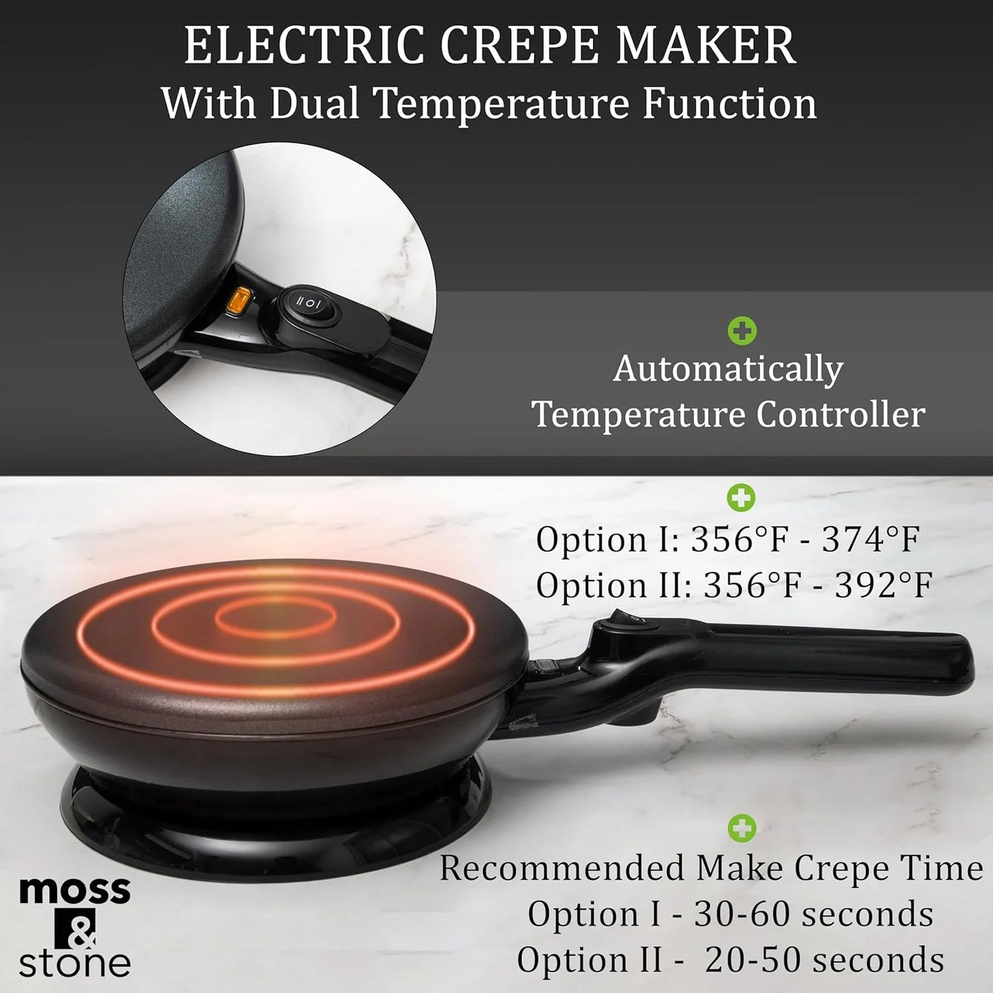 12 in Electric Crepe Maker Nonstick Pan, Auto Power Off, Black