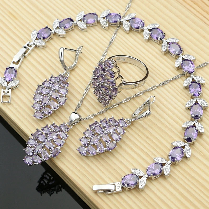 Natural Red Garnet Beads 925 Sterling Silver Jewelry Set for Women Wedding Bohemian Earring Birthstone Necklace Set Dropshipping
