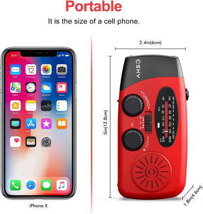 Emergency Hand Crank Radio with 3 LED Flashlight, AM/FM/NOAA Portable Weather Radio with 2000Mah Power Bank Phone Charger, Solar Powered USB Charged Radio for Indoor Outdoor Camping, SOS Alarm
